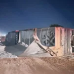 Brazil limestone truck overturns on BR-163 construction zone